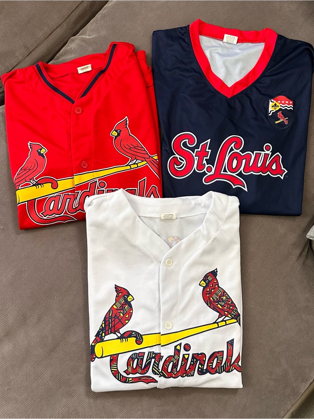 Lot Of 3 St Louis Cardinals SGA Jerseys Size XL Carpenter Wong